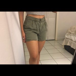 Olive Green High Waisted Shorts
